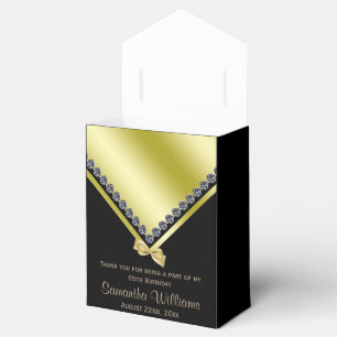 Sparkly Diamonds & Gold Bow 65th Birthday Favour Box