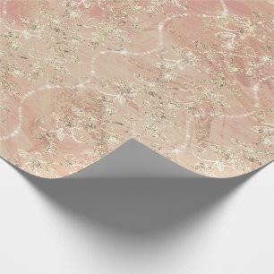 Sparkly Diamonds Marble Foxier Pink Rose Gold Wrapping Paper