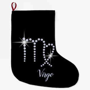 Sparkly Diamonds Virgo Symbol  Large Christmas Stocking