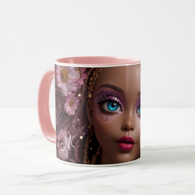 Sparkly Doll Glitter and Flowers Mug (Front Left)