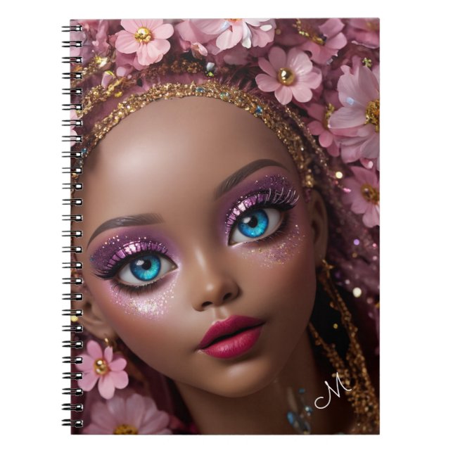 Sparkly Doll Glitter and Flowers Notebook (Front)