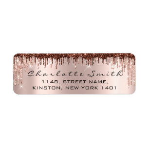 Sparkly Drips Rose Blush Return Address Chocolate Label