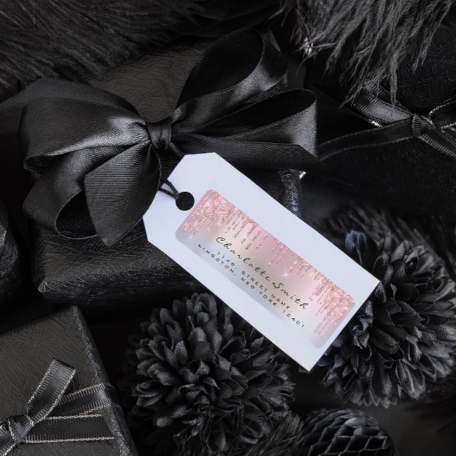 Sparkly Drips Rose Blush Return Address Holograph Label (Creator Uploaded)