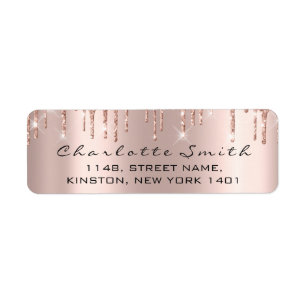 Sparkly Drips Rose Blush Return Address Wedding Label