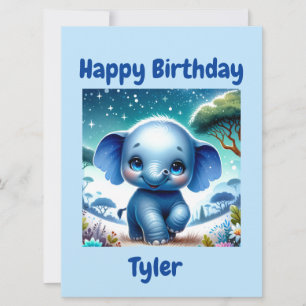 Sparkly Elephant Under a Starry Sky  Card