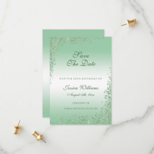 Sparkly Emerald Green Glitter Decoration Birthday Save The Date