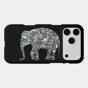 Sparkly faux silver mosaic glitter Elephant