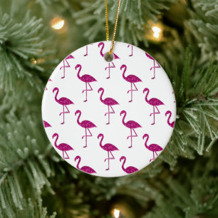 Sparkly flamingo Pink glitter sparkles pattern Ceramic Ornament