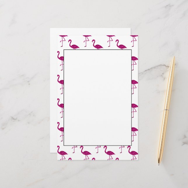 Sparkly flamingo Pink glitter sparkles pattern Stationery (Front/Back In Situ)
