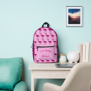Sparkly flamingo Pink sparkles pattern Custom name Printed Backpack