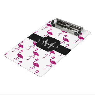Sparkly flamingo Pink sparkles pattern Monogram Mini Clipboard