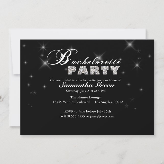 Sparkly Glitter Bachelorette Party Invitation (Front)