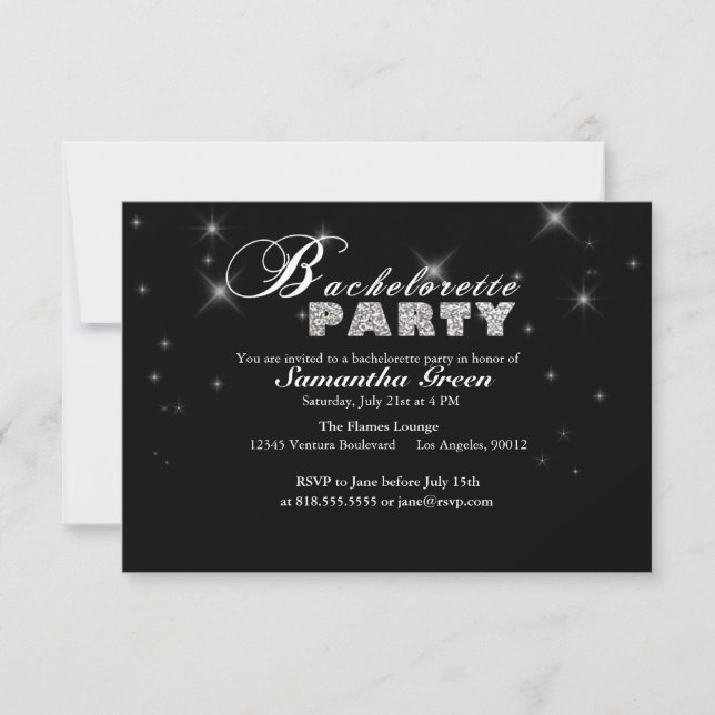 Sparkly Glitter Bachelorette Party Invitation (Front)