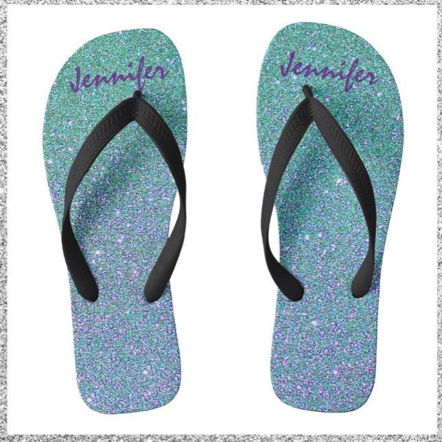 Sparkly Glitter Blue Green & Purple Thongs (Creator Uploaded)