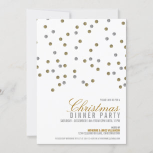 Sparkly Glitter Dots Christmas Party Invitation