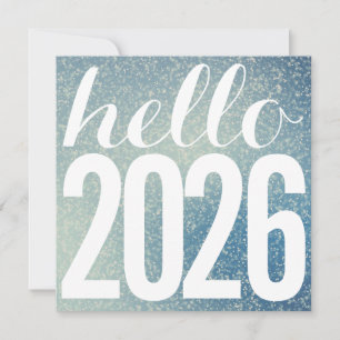 Sparkly Glitter Hello New Year Holiday Card