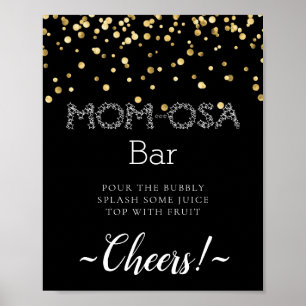 Sparkly Glitter Minimal Simple Mimosa Bar Sign