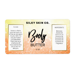 Sparkly Glitter Orange Yellow Body Butter Label