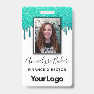 Sparkly Glitter Professional CNA Nurse Photo Name  ID Badge