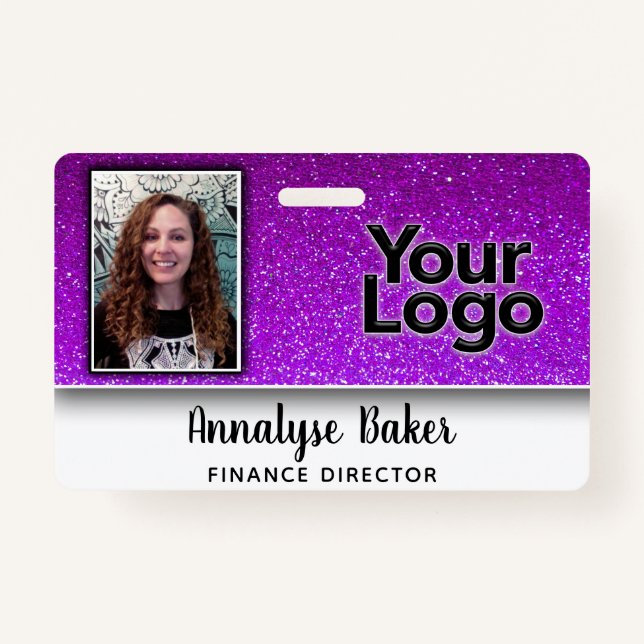 Sparkly Glitter Professional CNA Nurse Photo Name ID Badge (Front)