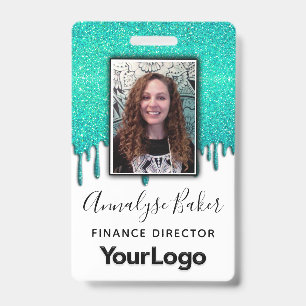 Sparkly Glitter Professional CNA Nurse Photo Name  ID Badge