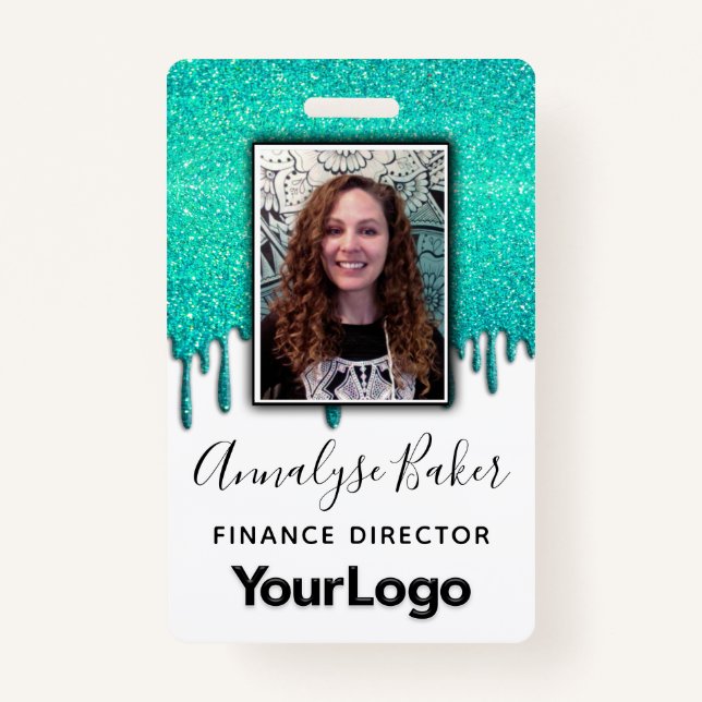 Sparkly Glitter Professional CNA Nurse Photo Name  ID Badge (Front)