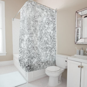 Sparkly Glitter Silver Grey Grey  Abstract Modern Shower Curtain