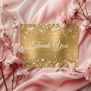 Sparkly Glittery Gold Foil Thank You Postcard