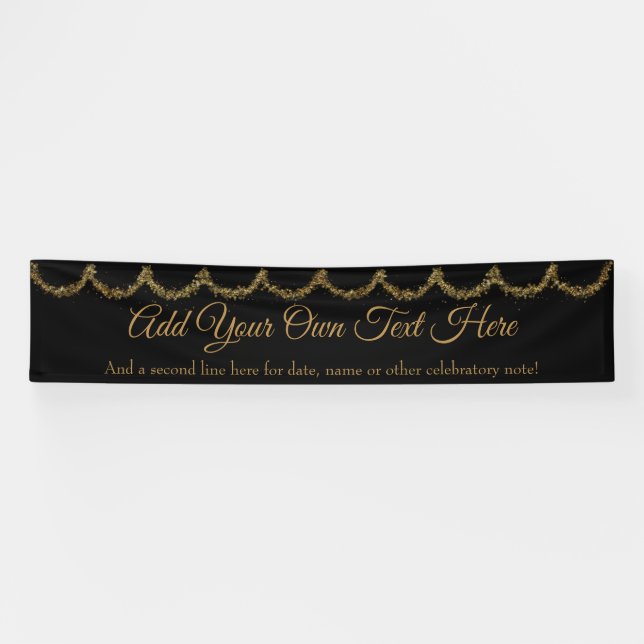 Sparkly Glittery Gold Garland Add Your Own Text Banner (Horizontal)
