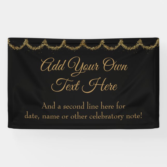 Sparkly Glittery Gold Garland Add Your Own Text Banner (Horizontal)