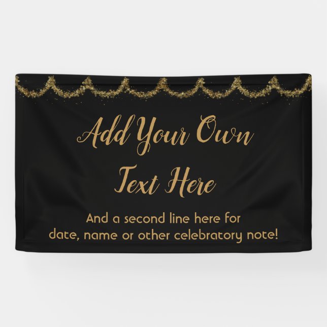 Sparkly Glittery Gold Garland Add Your Own Text Banner (Horizontal)