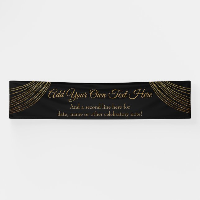 Sparkly Glittery Gold Garland Add Your Own Text Banner (Horizontal)