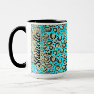 Sparkly Glittery Turquoise Leopard      Mug