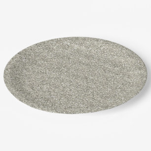 Sparkly Glitzy Silver Glitter Paper Plate