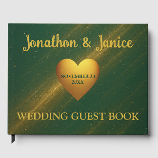 Sparkly Gold and Green Mystical  Guest Book