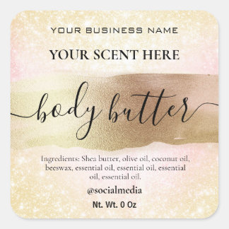 Sparkly Gold And Pink Body Butter Labels