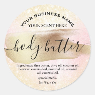 Sparkly Gold And Pink Body Butter Labels