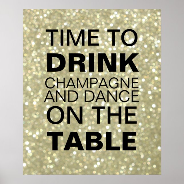 Sparkly Gold Champagne Party Poster (Front)