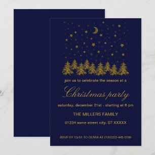 Sparkly gold Christmas Holiday Party Invitation