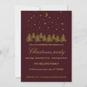 Sparkly gold Christmas red Holiday Party Invitation