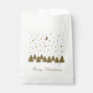 Sparkly gold Christmas tree, moon, stars Christmas Favour Bag
