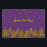 Sparkly Gold Christmas tree, stars, snow on purple Wrapping Paper Sheet<br><div class="desc">Golden sparkly Christmas tree,  christmas spruce,  stars and snow,  snowflake on purple.
You must know that you get a photo!</div>