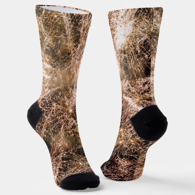 Sparkly gold fireworks Abstract Socks (Angled)