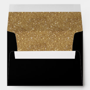 Sparkly gold glitter liner black invitation envelopes