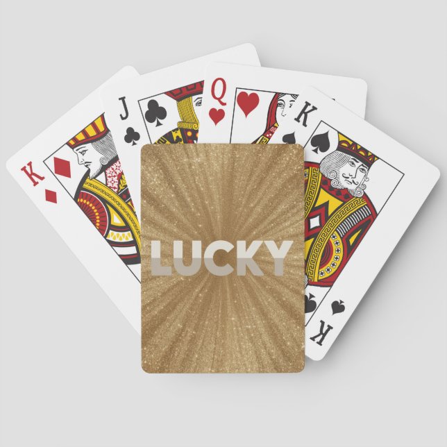 Sparkly Gold Glitter Lucky Card Deck (Back)