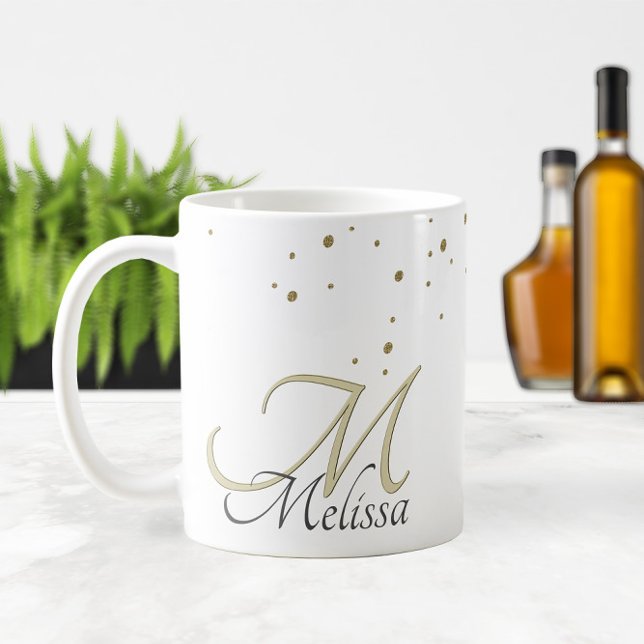 ✨Sparkly Gold Glitter Name and Monogram Coffee Mug (✨Sparkly Gold Glitter Name and Monogram Coffee Mug
)