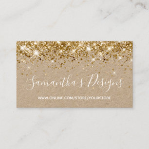 Sparkly Gold Glitter Online Store Kraft Business Card