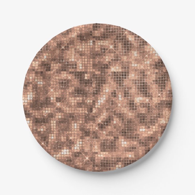 Sparkly Gold Luxury Sparkle Girly Sequins Party Paper Plate (Front)