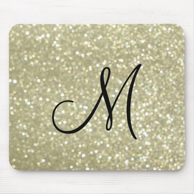 Sparkly Gold Monogram Mouse Pad (Front)