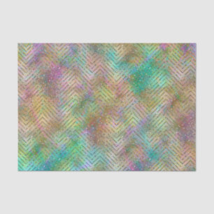 Sparkly Gold Rainbow Lights Chevron Pattern Print Tissue Paper